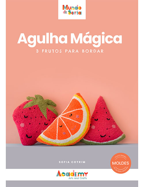 E-Book Almofadas Frutos - Bordado agulha mágica - Moldes e prints