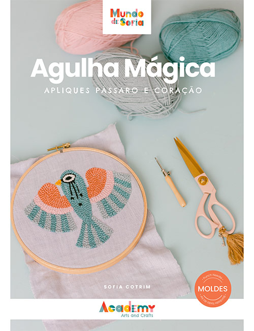 E-Book Apliques / pássaro e coração - Bordado agulha mágica - Moldes e prints
